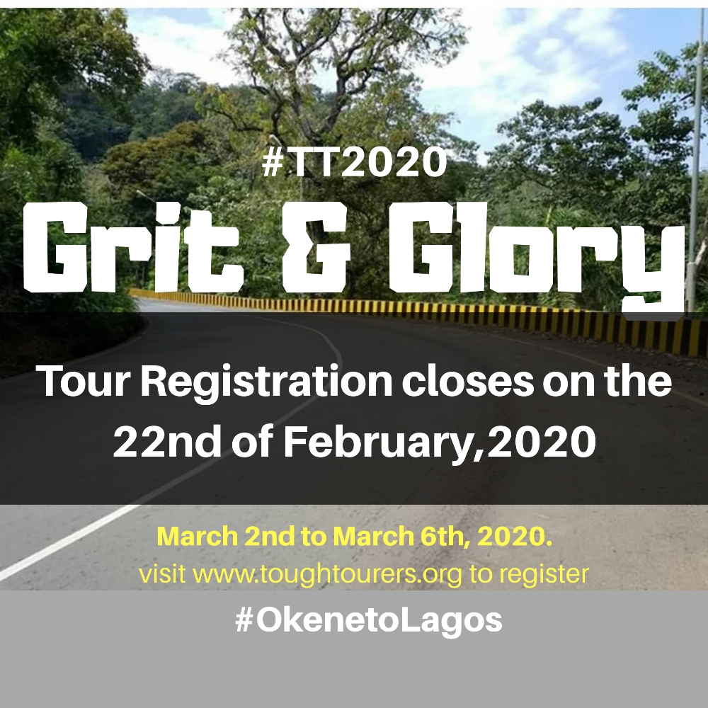9 days to the close of TT 2020 registration!

#Toughtourers #GritsandGlory 
#Adventure
#TT2020
#somewhere_in_Nigeria 
#Strictly_by_merit